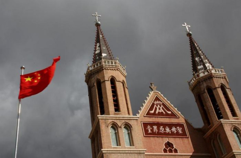 Cina Hebei Church and flag