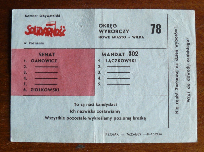 Elections 1989 in Poznan Poland