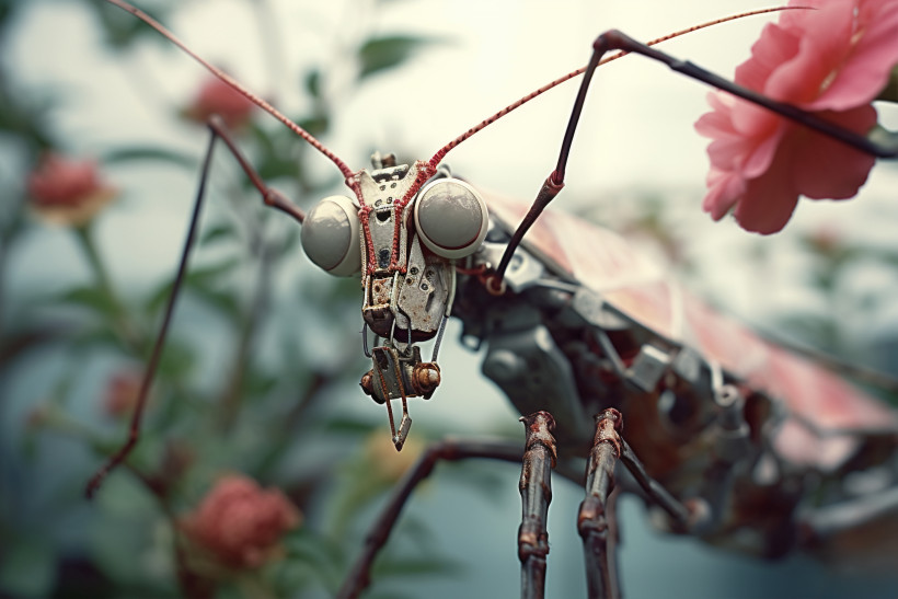 robotic insect with flowers