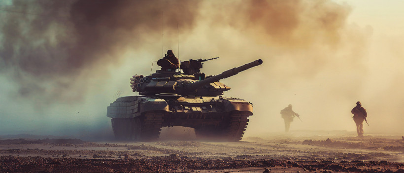 retro style view combat tank vehicle war time