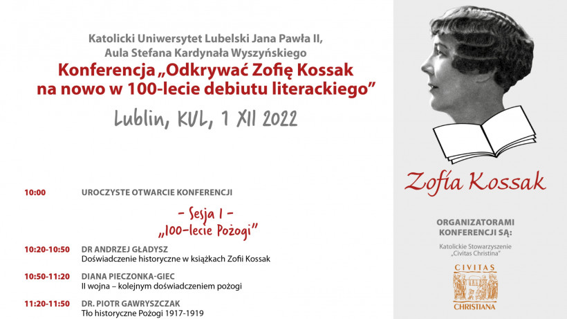 Konferencja „Odkrywać Zofię Kossak na nowo w 100-lecie debiutu literackiego”