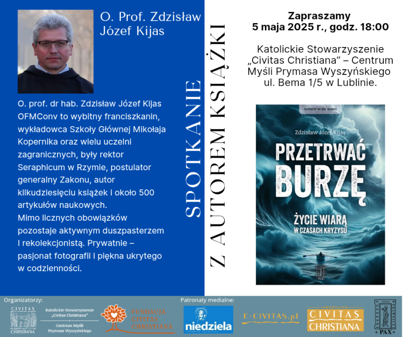 Zaproszenie na spotkanie autorskie z o. prof. Zdzisławem Kijasem