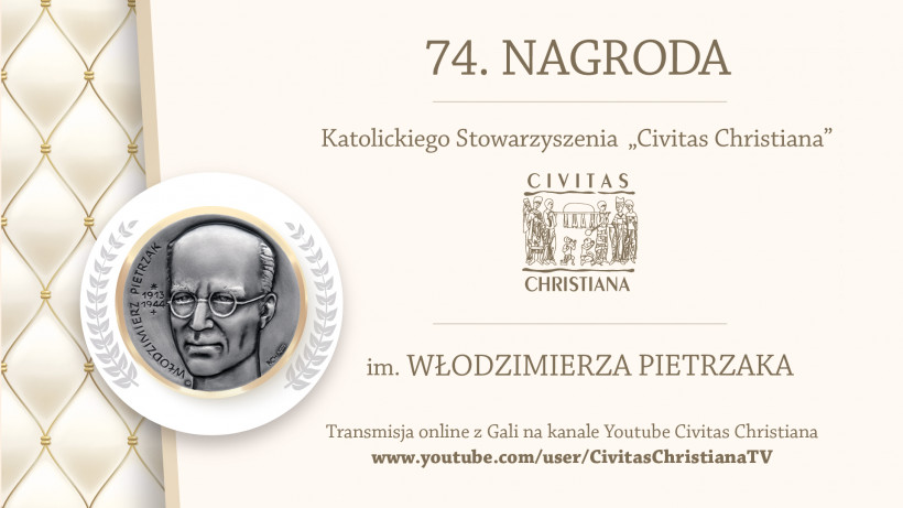 Zaproszenie na transmisję Gali 74. Nagrody Katolickiego Stowarzyszenia „Civitas Christiana” im. Włodzimierza Pietrzaka [wideo]