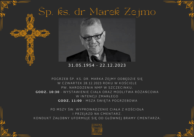 28 grudnia odbędzie się pogrzeb ks. Marka Żejmy