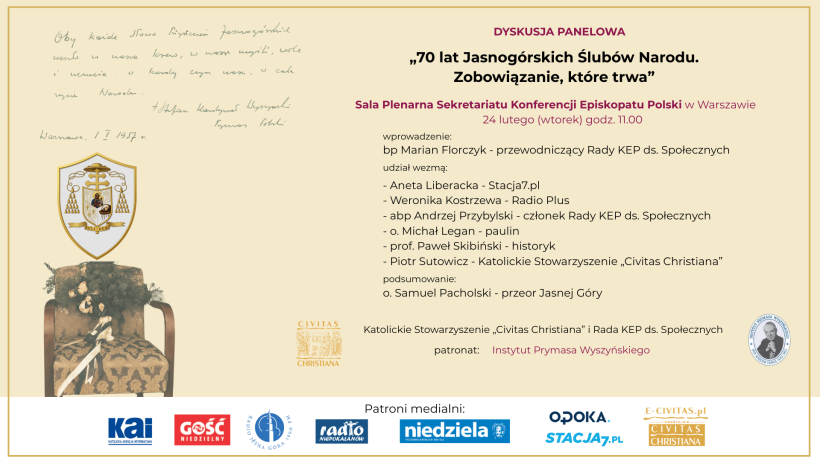 Panel o Jasnogórskich Ślubach Narodu – już dziś w Sekretariacie KEP w Warszawie